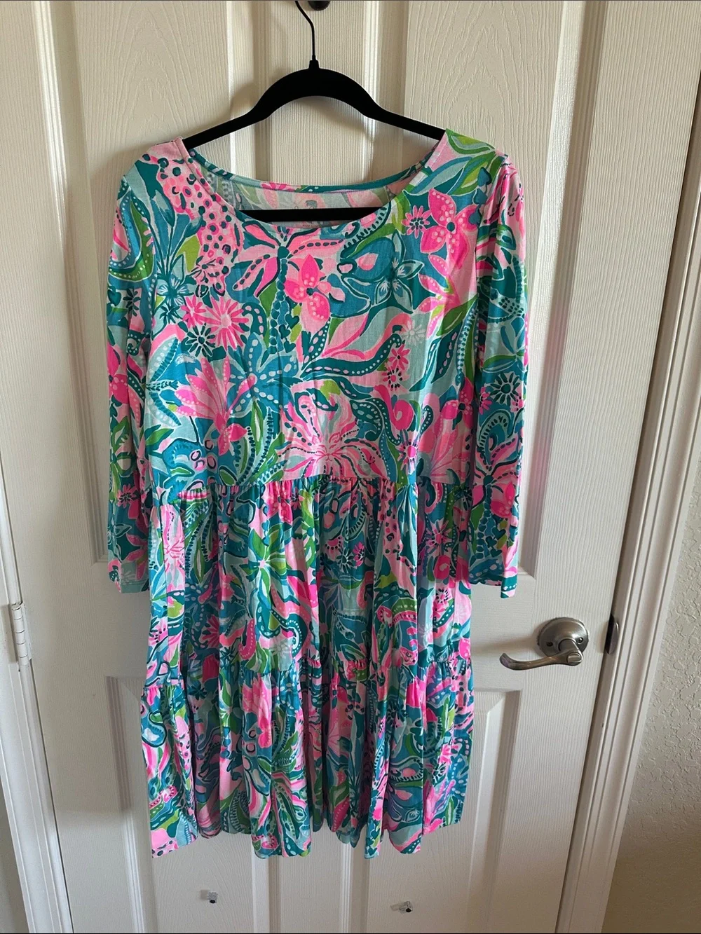 Lilly Pulitzer Pink & Teal Floral Swing Dress - Picture 1 of 5